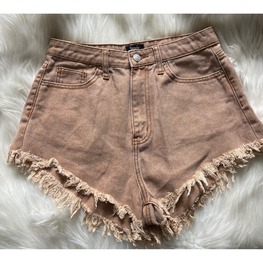 Simple Society Jean Cut-Off Shorts Tan Wash 7/28